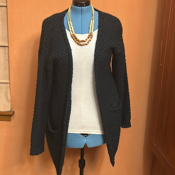 Cozy Casual Chunky long Cardigan Sweater Dark Teal Small/Medium - Picture 3 of 8